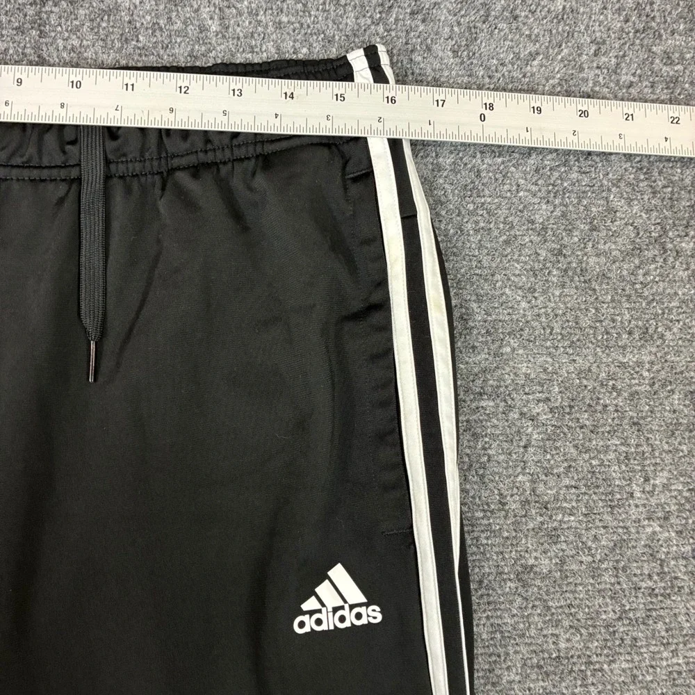 Adidas Mens Size Large 32x30 Track Pants Black White 3 Stripe Joggers
